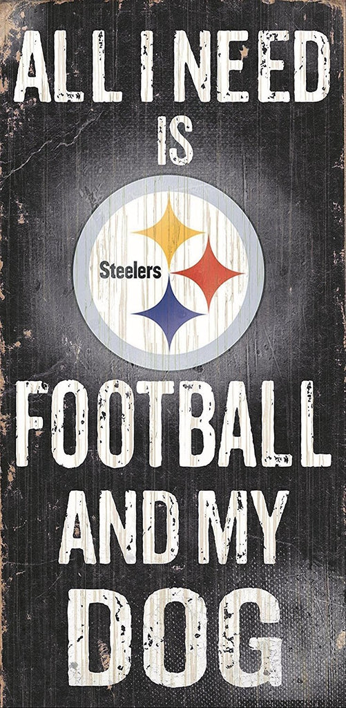 Fan Creations NFL Wood Sign - Football and Dog 6" x 12" Steelers