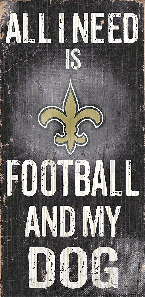 Fan Creations NFL Wood Sign - Football and Dog 6" x 12" Saints