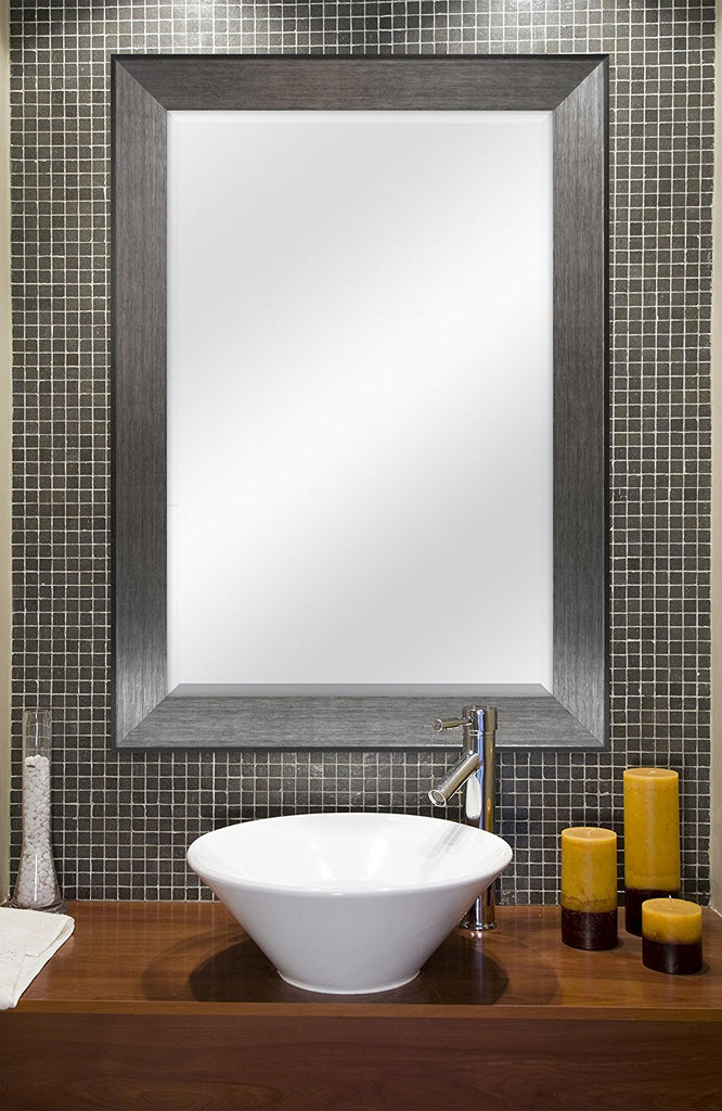 MCS Wedge Rectangular Mirror, 30"x42" Gray Installed2