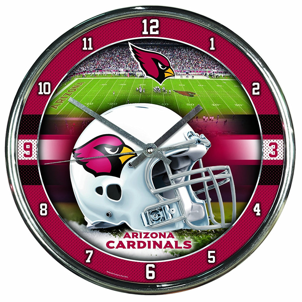 Official NFL 12" Football Team Chrome Wall Clock Cardinals