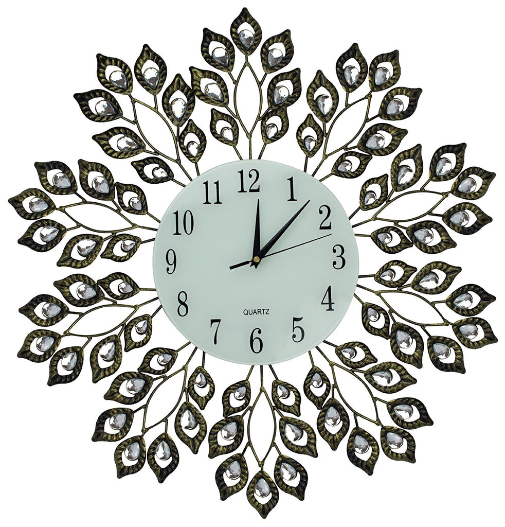 Lulu Decor 25" Decorative Leaf Metal Wall Clock