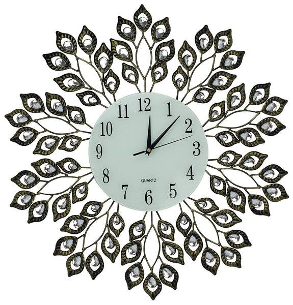 Lulu Decor 25" Decorative Leaf Metal Wall Clock