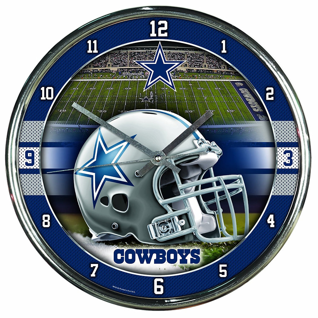 Official NFL 12" Football Team Chrome Wall Clock Cowboys
