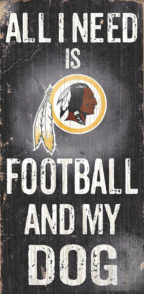 Fan Creations NFL Wood Sign - Football and Dog 6" x 12" Redskins