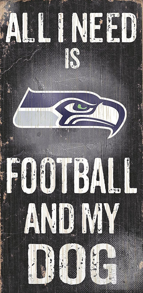 Fan Creations NFL Wood Sign - Football and Dog 6" x 12" Seahawks
