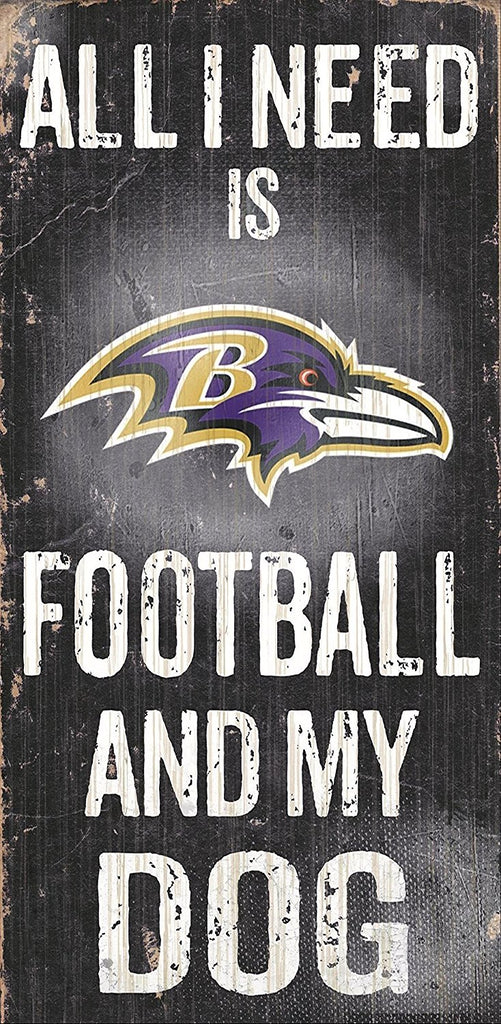 Fan Creations NFL Wood Sign - Football and Dog 6" x 12" Ravens