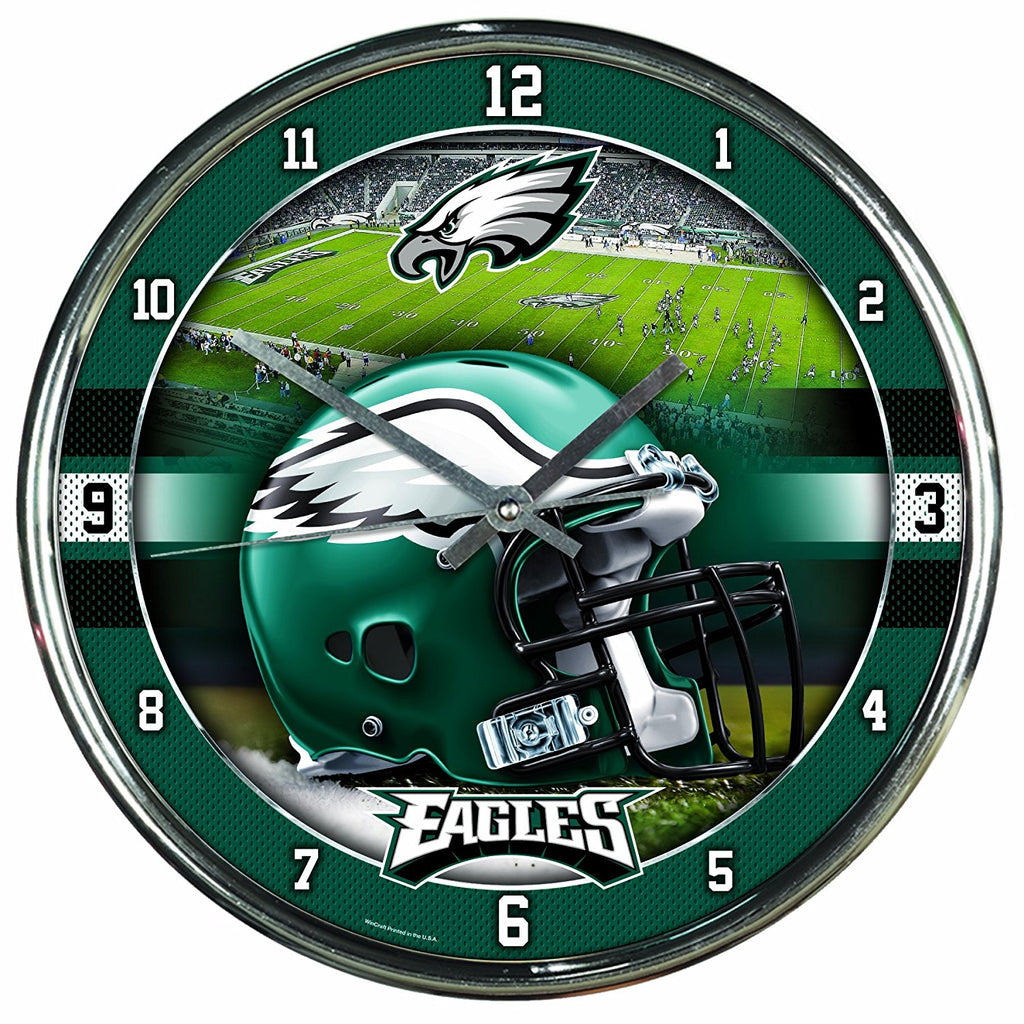 Official NFL 12" Football Team Chrome Wall Clock Eagles