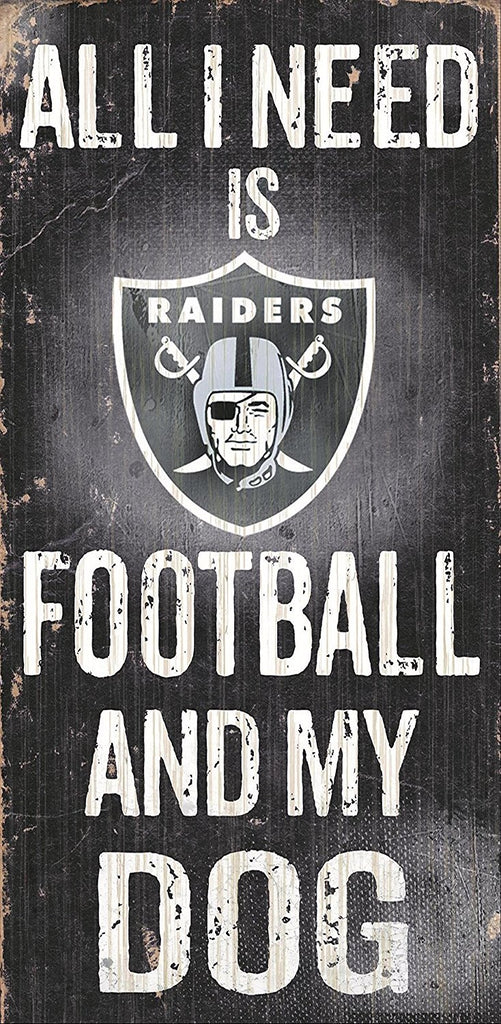 Fan Creations NFL Wood Sign - Football and Dog 6" x 12" Raiders