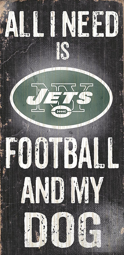 Fan Creations NFL Wood Sign - Football and Dog 6" x 12" Jets
