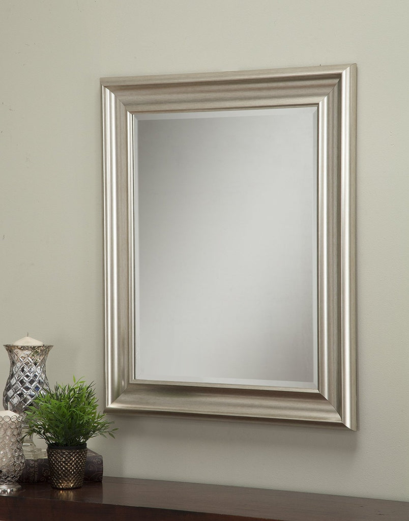 Sandberg Furniture Wall Mirror 30"x36" Champagne Silver Installed