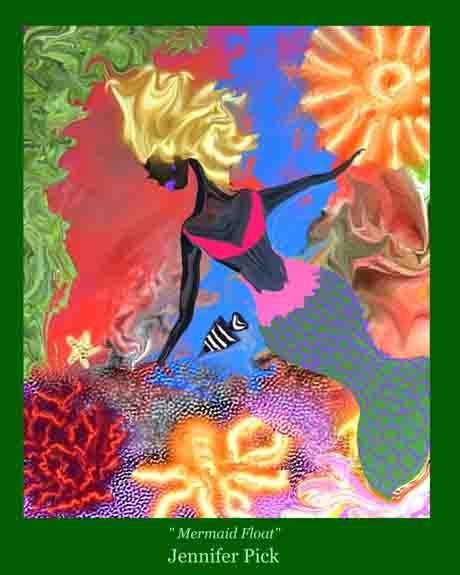 Pick "Mermaid Float" Glossy Poster