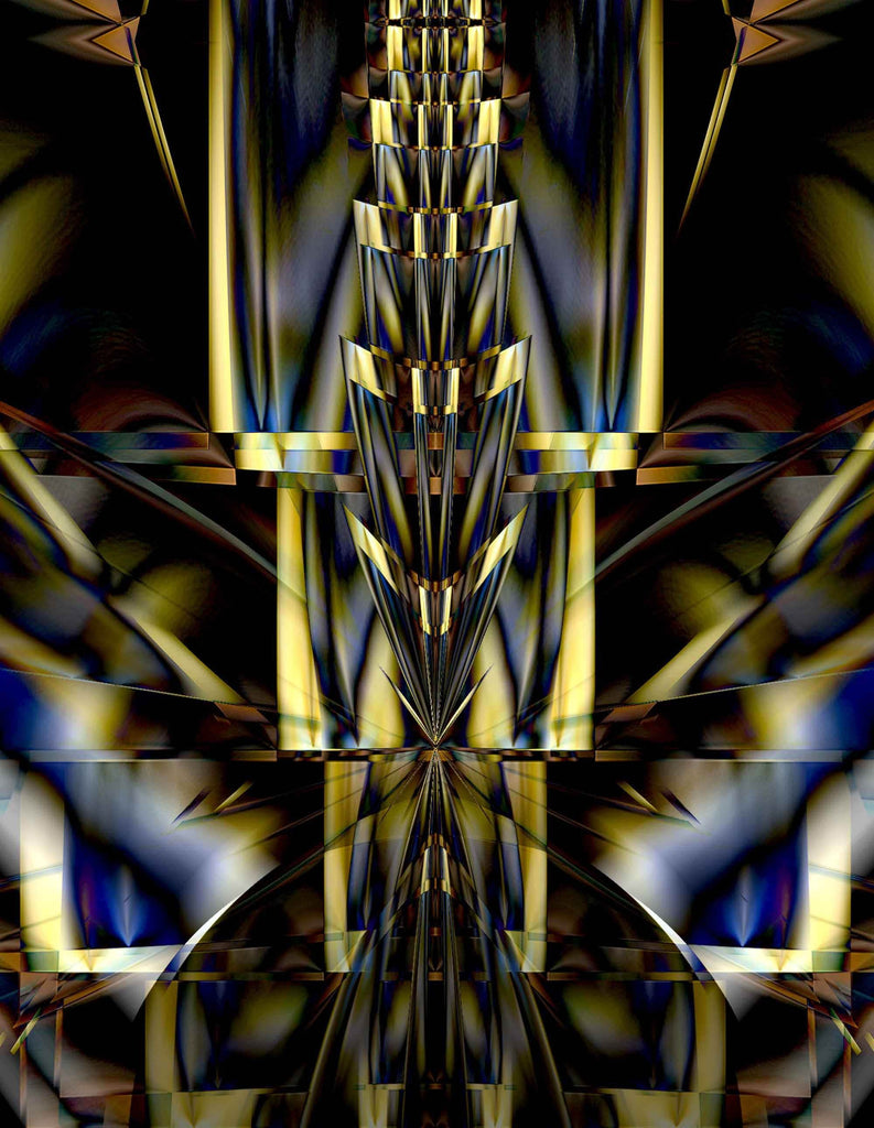 Xzendor7 "Spire of Gold & Cobalt Blue Center Cut" Glossy Poster