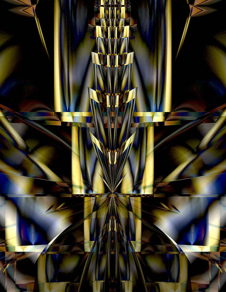 Xzendor7 "Spire of Gold & Cobalt Blue Center Cut" Glossy Poster