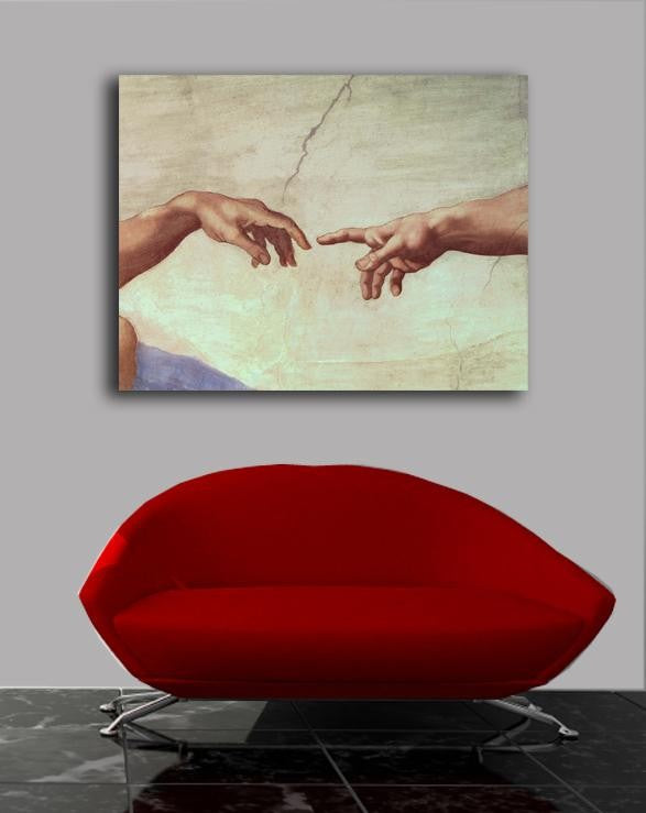Michelangelo "Hands of God and Adam" (1511) Canvas Installed