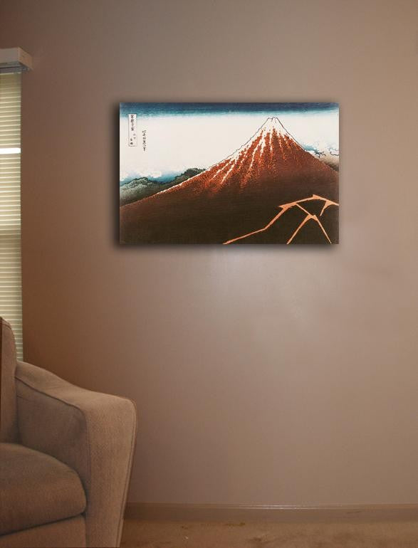 Hokusai "Fuji Above the Lightning" (18th) Canvas Installed