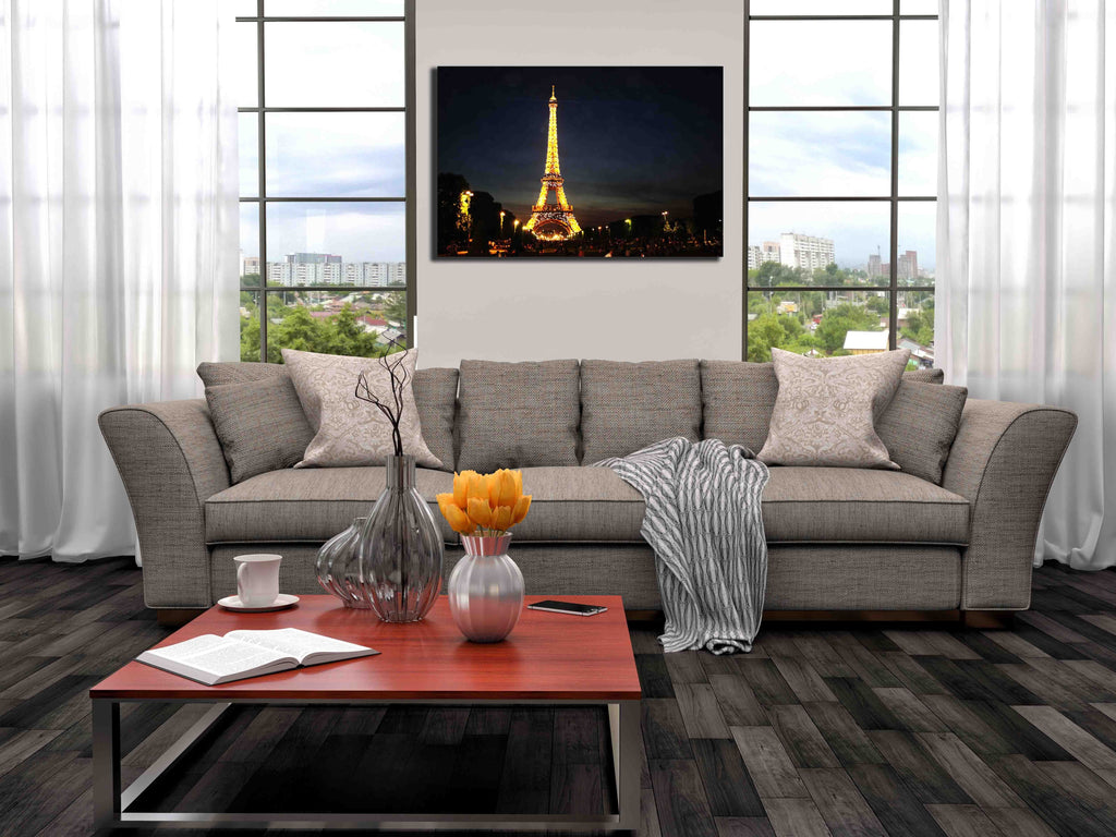 Wilcox "Paris France Eiffel Night" Canvas Installed