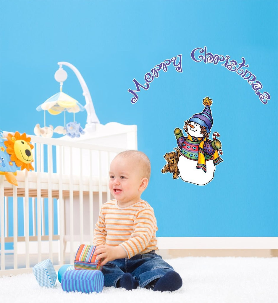 Schmeltzer Snowman & Puppy Wall Decal Cutout