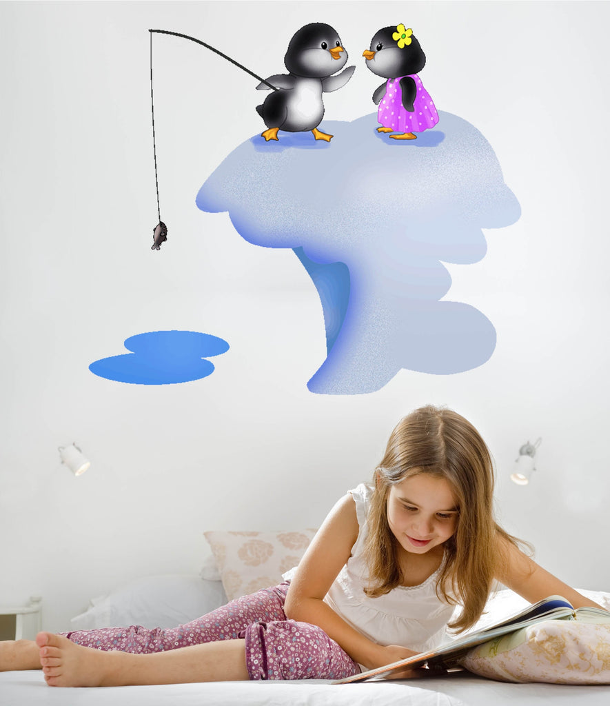 Murals2Go Penguins Fishing Wall Decal