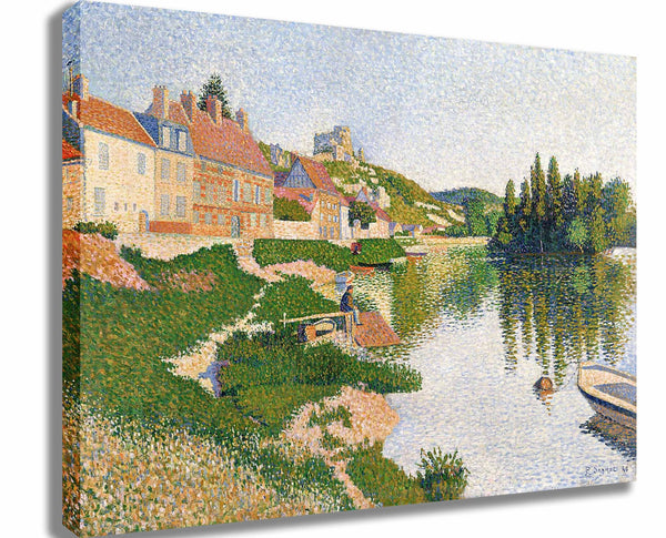 Signac "The River Bank" (1886) Canvas Printed