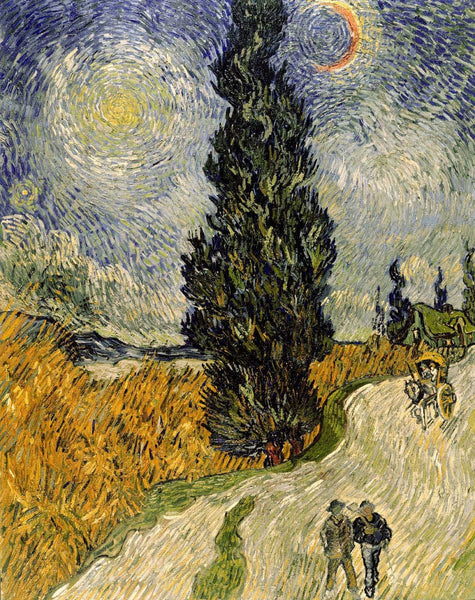 van Gogh "Road with Cypresses" (1890) Glossy Poster