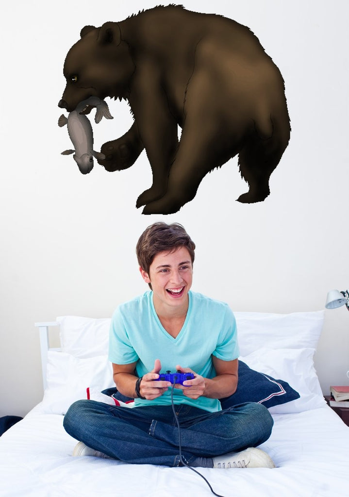 Murals2Go Black Bear w/Fish Wall Decal Cutout