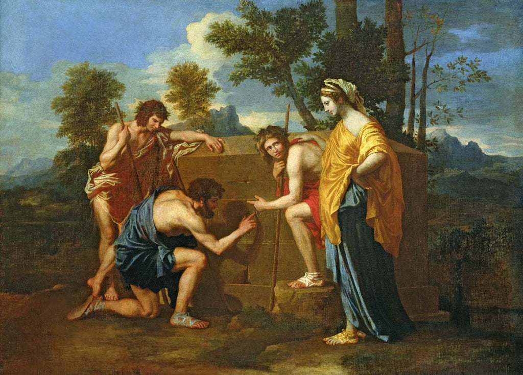 Poussin "Arcadian Shepherds" (17th) Glossy Poster