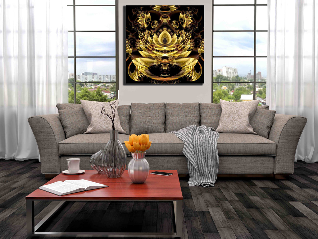 Xzendor7 "Golden Fractal Fantasy" Canvas Installed