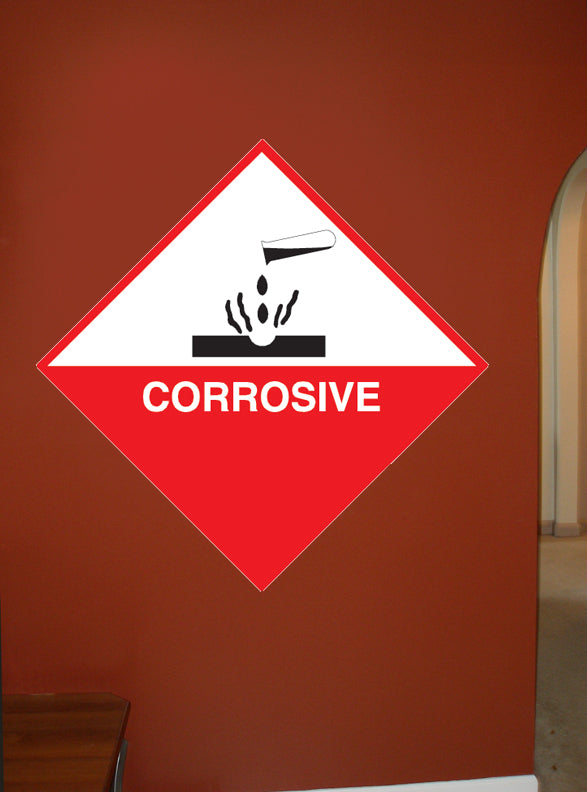 Corrosive Sign Wall Decal Installed