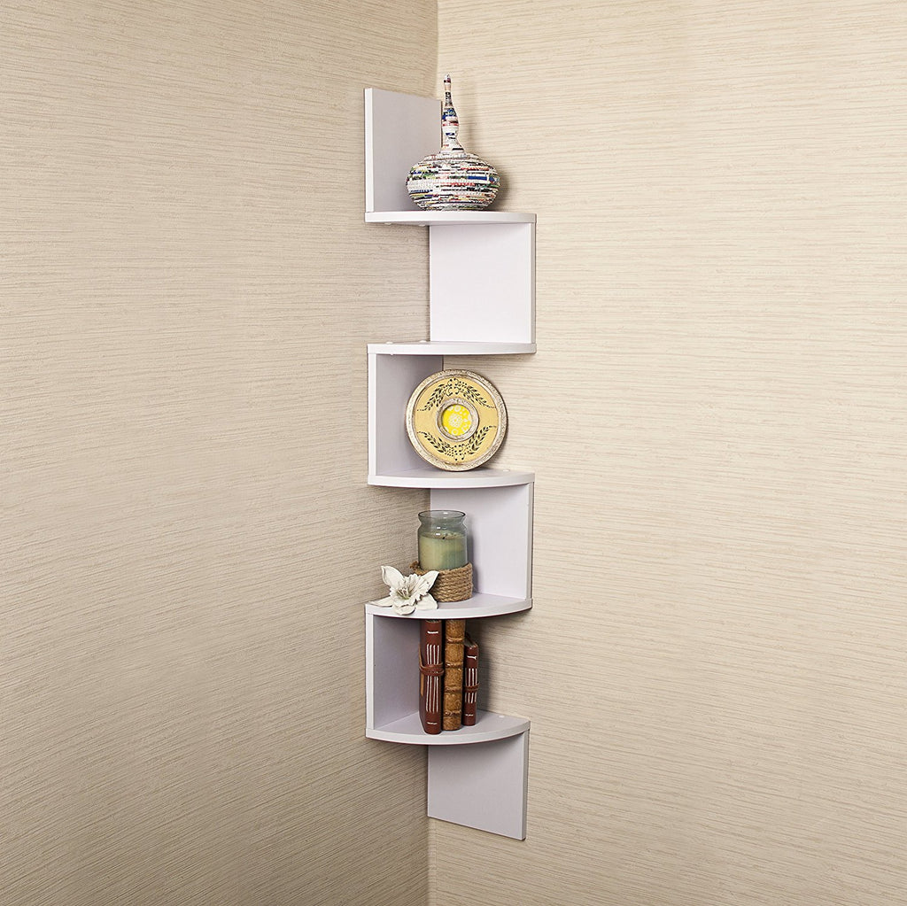 Danya B. Large Corner Wall Mount Shelf White Installed2