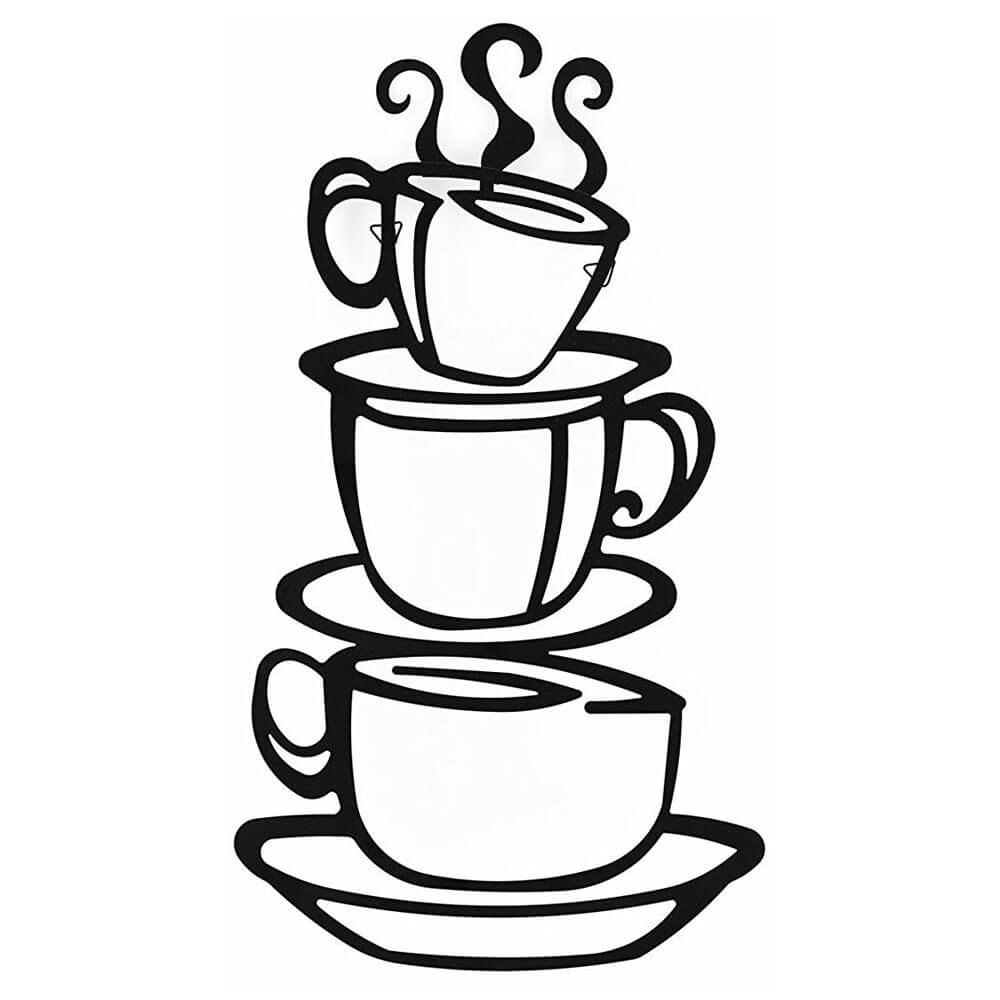 Adorox Coffee House Cafe Cup Java Silhouette Metal Wall Art