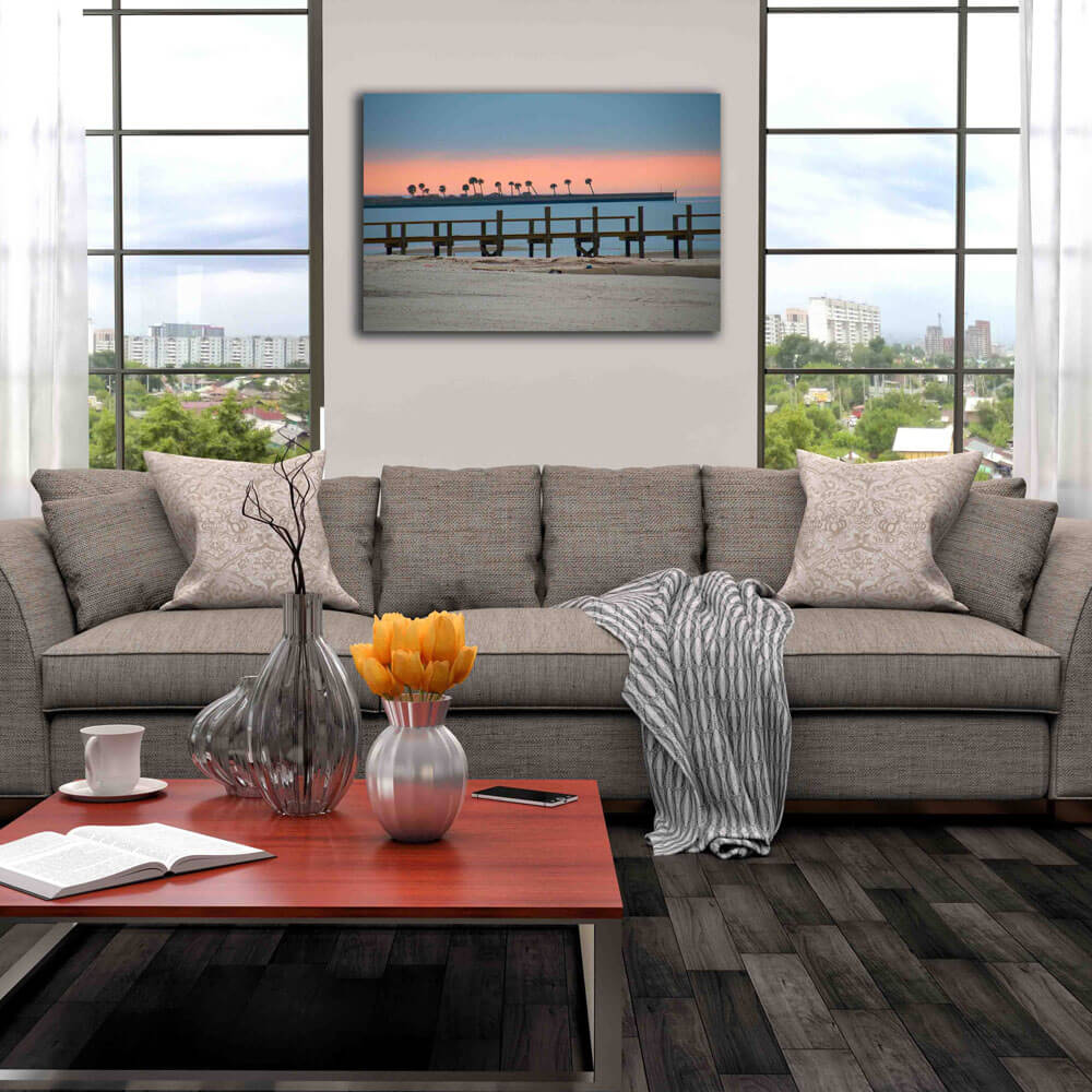 Arena Palms Rising Canvas Print Installed