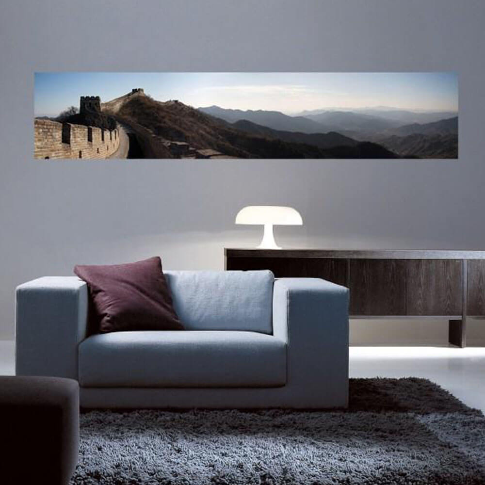 Wallhogs Great Wall, Great Mountains Panoramic Glossy Poster Installed