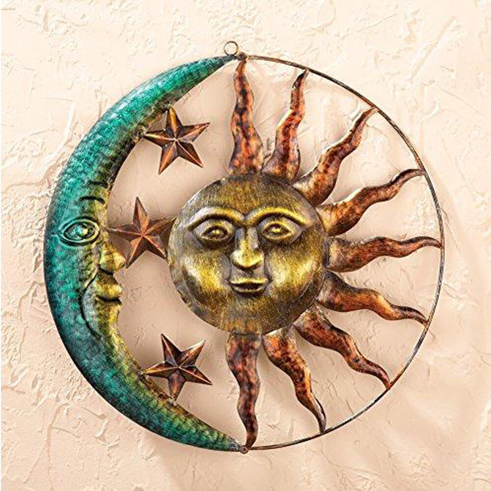 Artistic Sun And Moon Metal Wall Art Installed