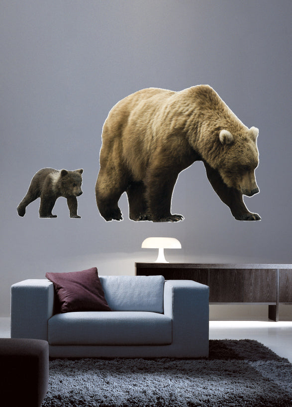 Mama &amp; Baby Cub Wall Decal Cutout Installed