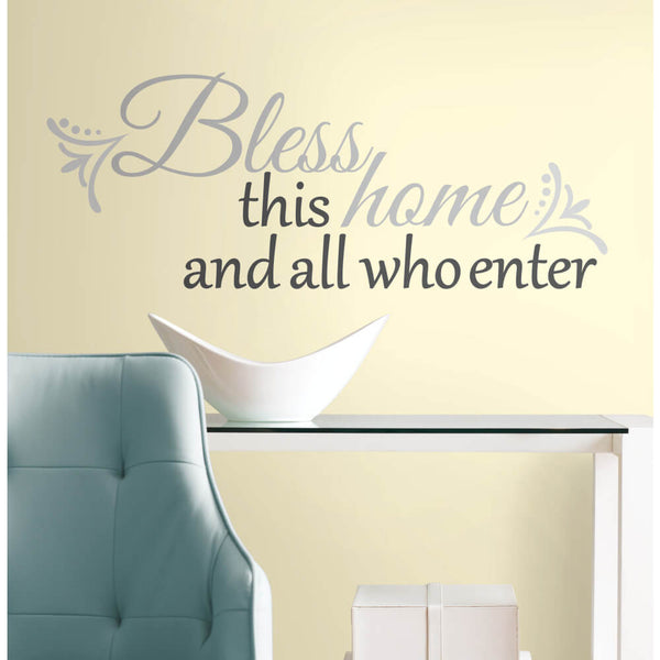 Wallhogs Bless This Home and All Who Enter Quote Wall Decal Installed