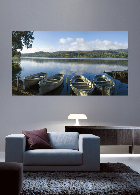 Serene Lake Wall Decal Poster Installed