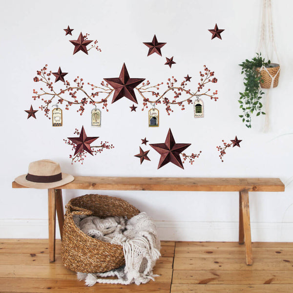 Wallhogs Country Stars & Berries Wall Decals Installed