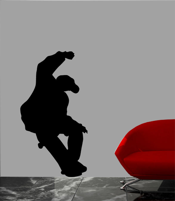 Skateboard Silhouette V Wall Decal Cutout Installed
