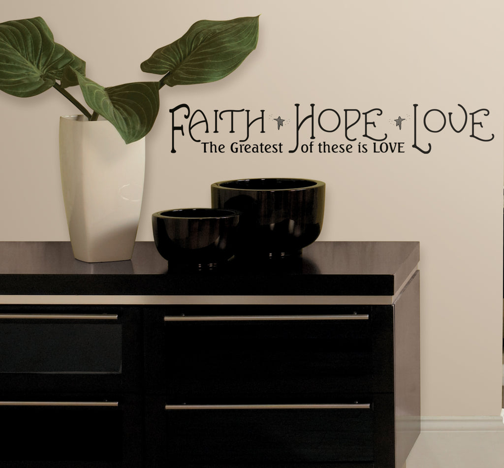 Wallhogs Faith, Hope, Love Quote Wall Decal Installed