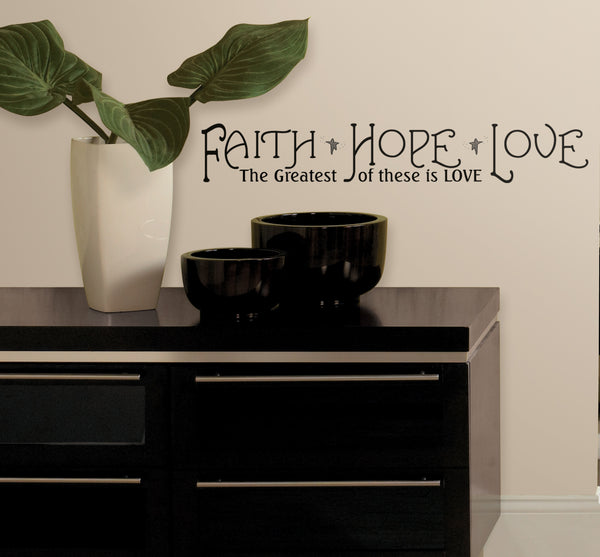 Wallhogs Faith, Hope, Love Quote Wall Decal Installed
