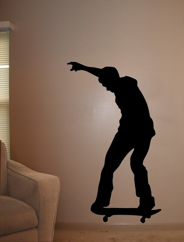 Skateboard Silhouette VI Wall Decal Cutout Installed