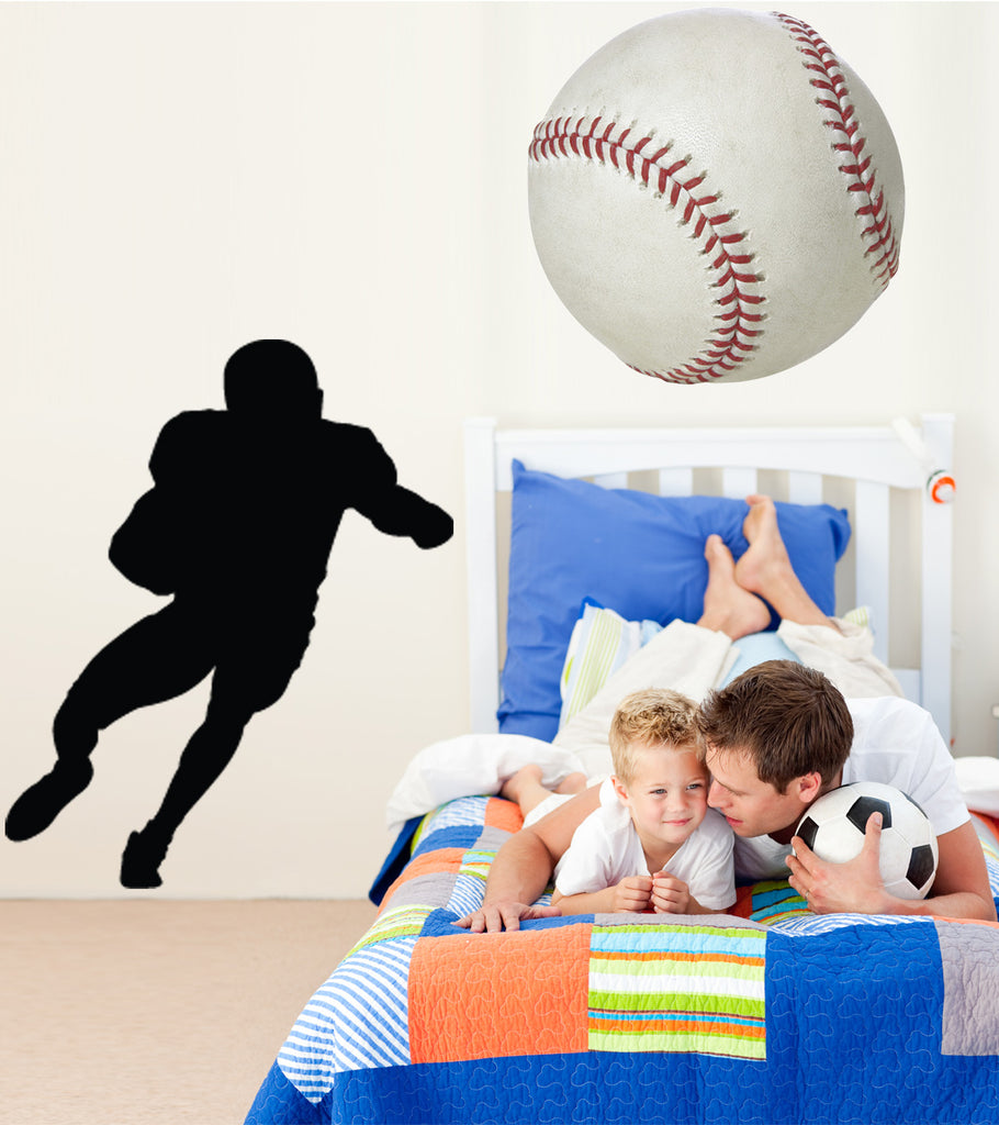 Football Ball Carrier Silhouette Wall Decal Cutout Installed