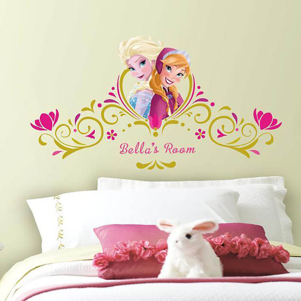 Disney's Frozen Springtime Headboard Wall Decals w/Personalization Installed