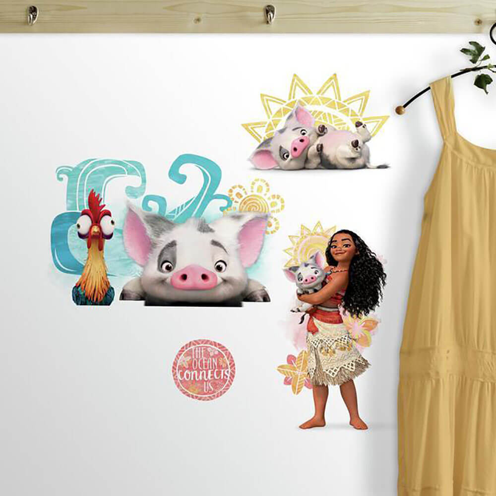 Disney Princess Moana & Friends Wall Decals Installed