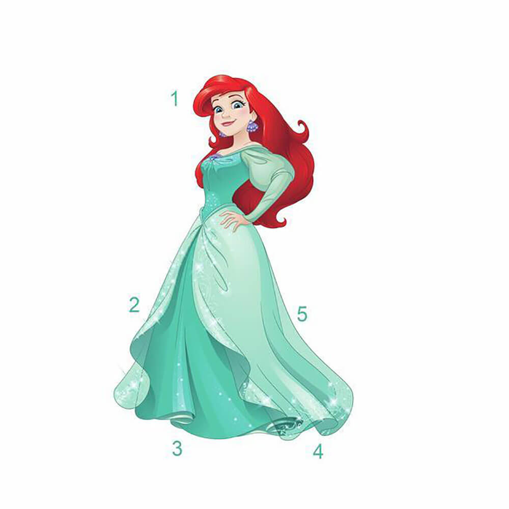 Disney Princess Ariel Sparkling Wall Decal w/Glitter Assembled