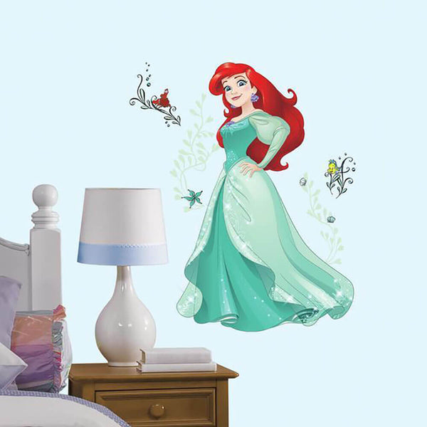 Disney Princess Ariel Sparkling Wall Decal w/Glitter Installed