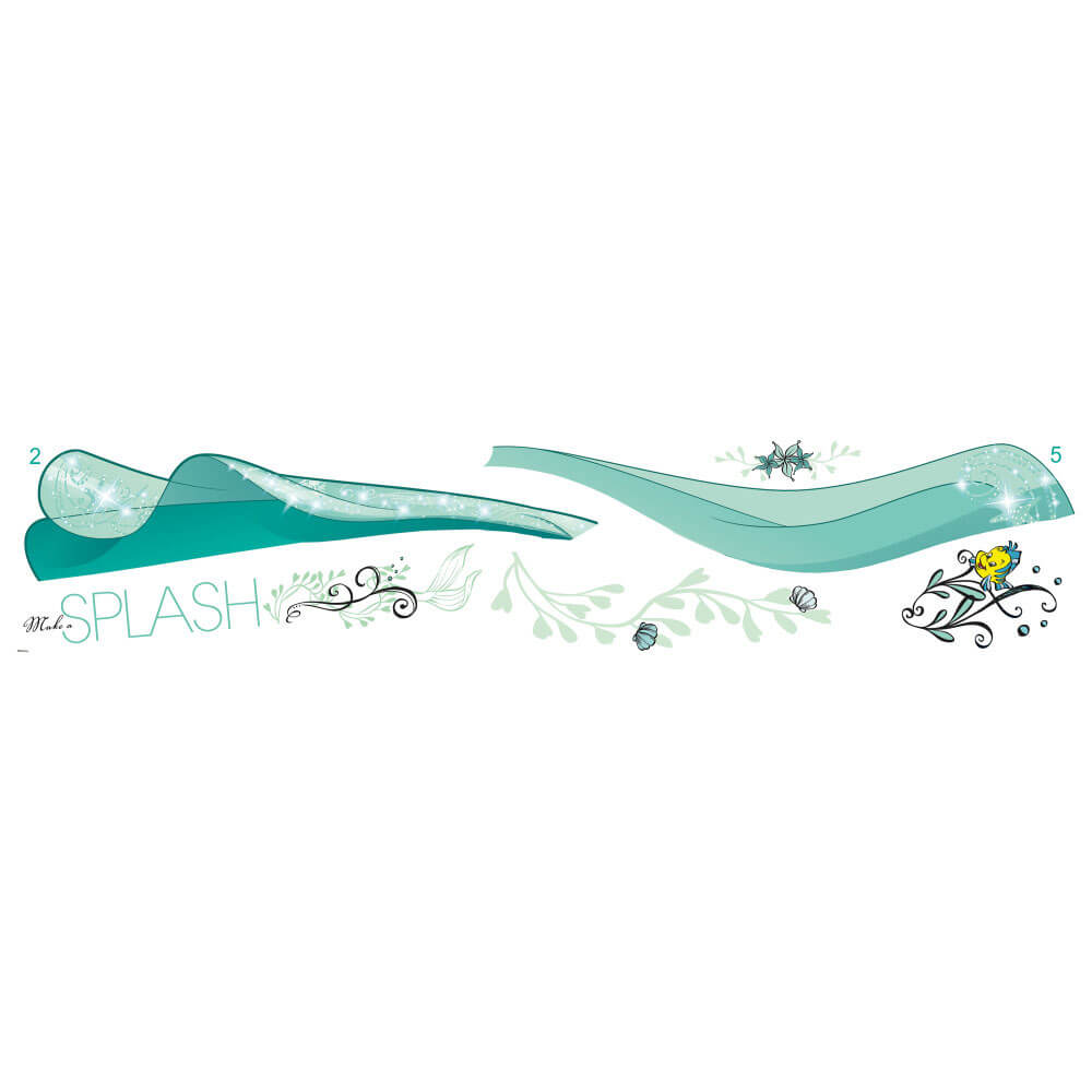 Disney Princess Ariel Sparkling Wall Decal w/Glitter Printed Sheet2