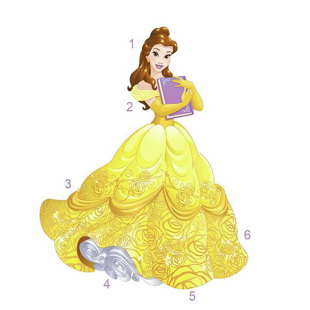 Disney Princess Belle Sparkling Wall Decal w/Glitter Assembled