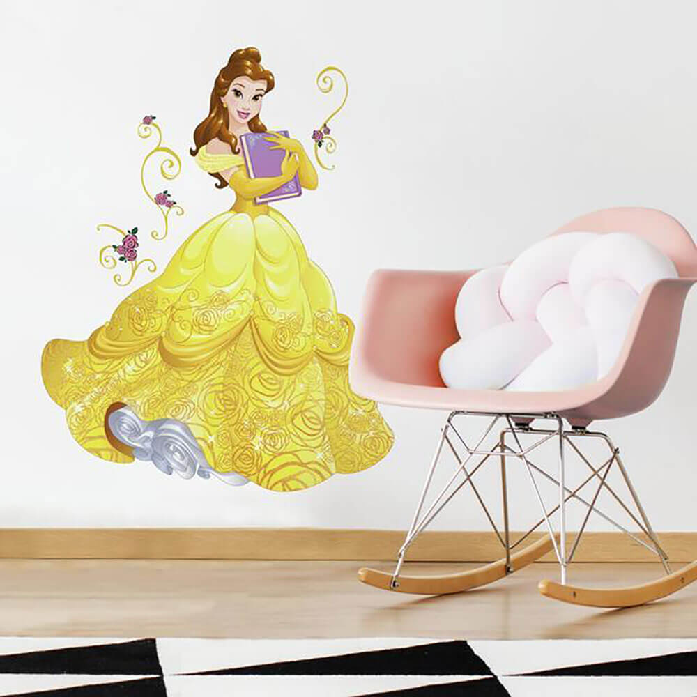 Disney Princess Belle Sparkling Wall Decal w/Glitter Installed2