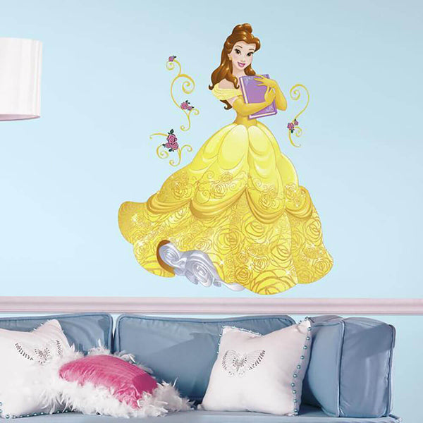 Disney Princess Belle Sparkling Wall Decal w/Glitter Installed